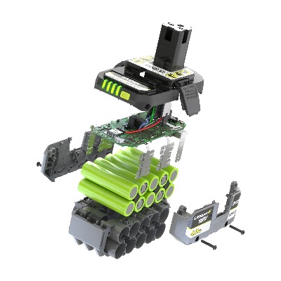 Batterie Ryobi 4AH vue éclatée